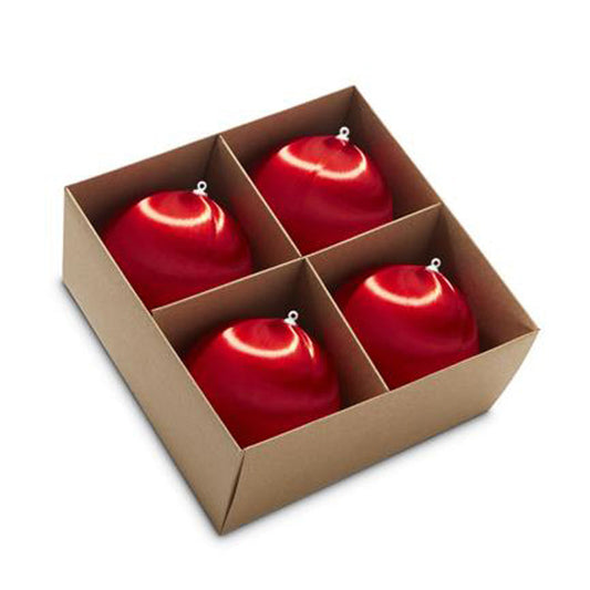 Box Of Vintage-Inspired Red Satin Ball 4" Ornaments-0