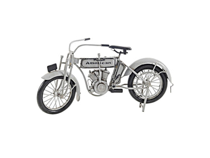 6" White Metal Hand Painted Model Motorcycle Tabletop Sculpture-1