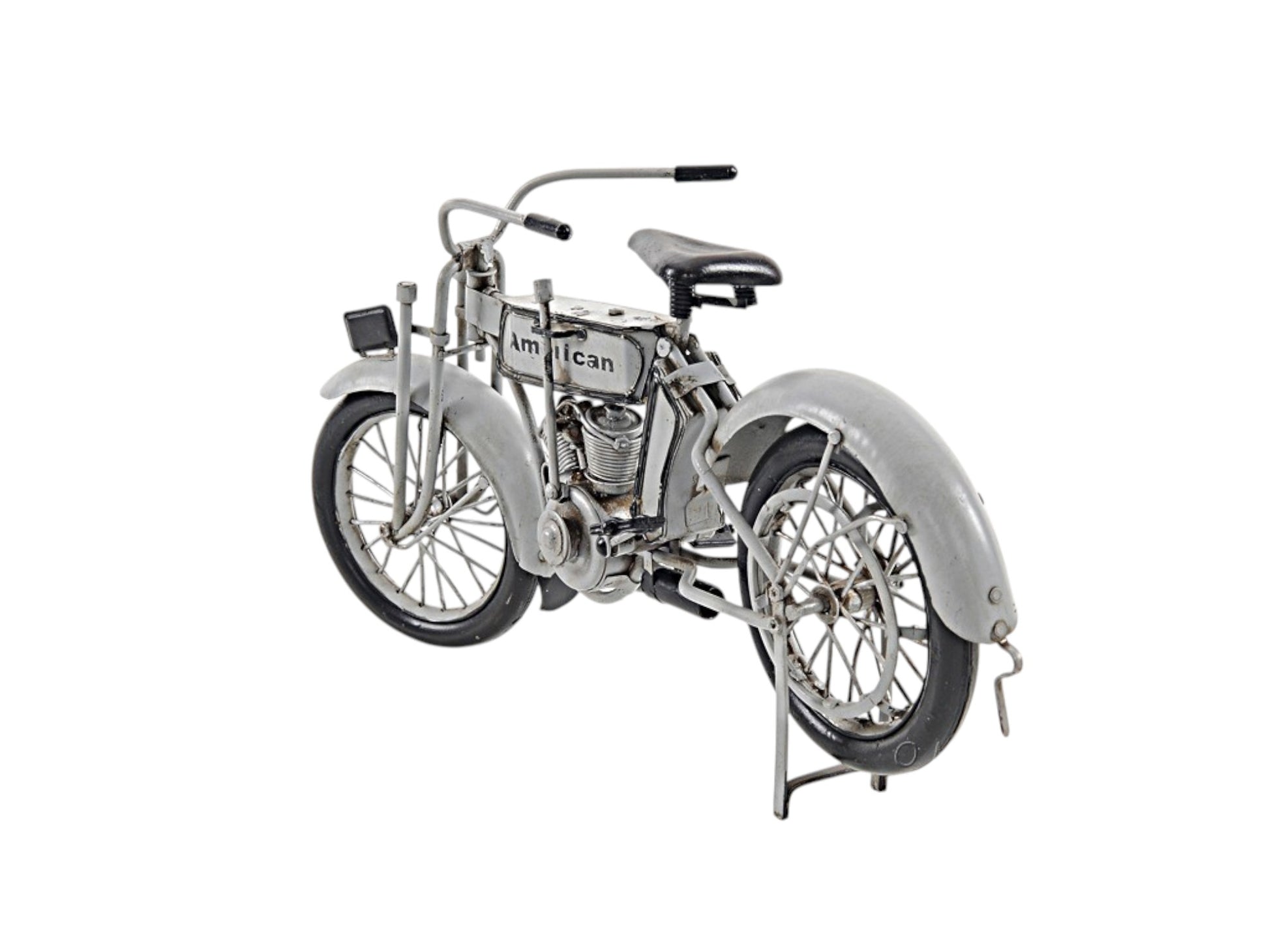 6" White Metal Hand Painted Model Motorcycle Tabletop Sculpture-3
