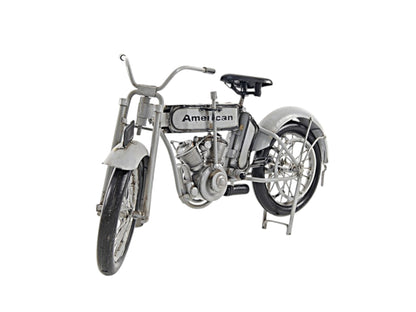 6" White Metal Hand Painted Model Motorcycle Tabletop Sculpture-4
