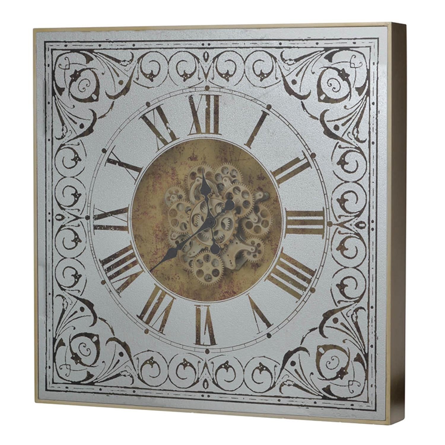 Silver And Gold Antique Style Square Wall Clock-1