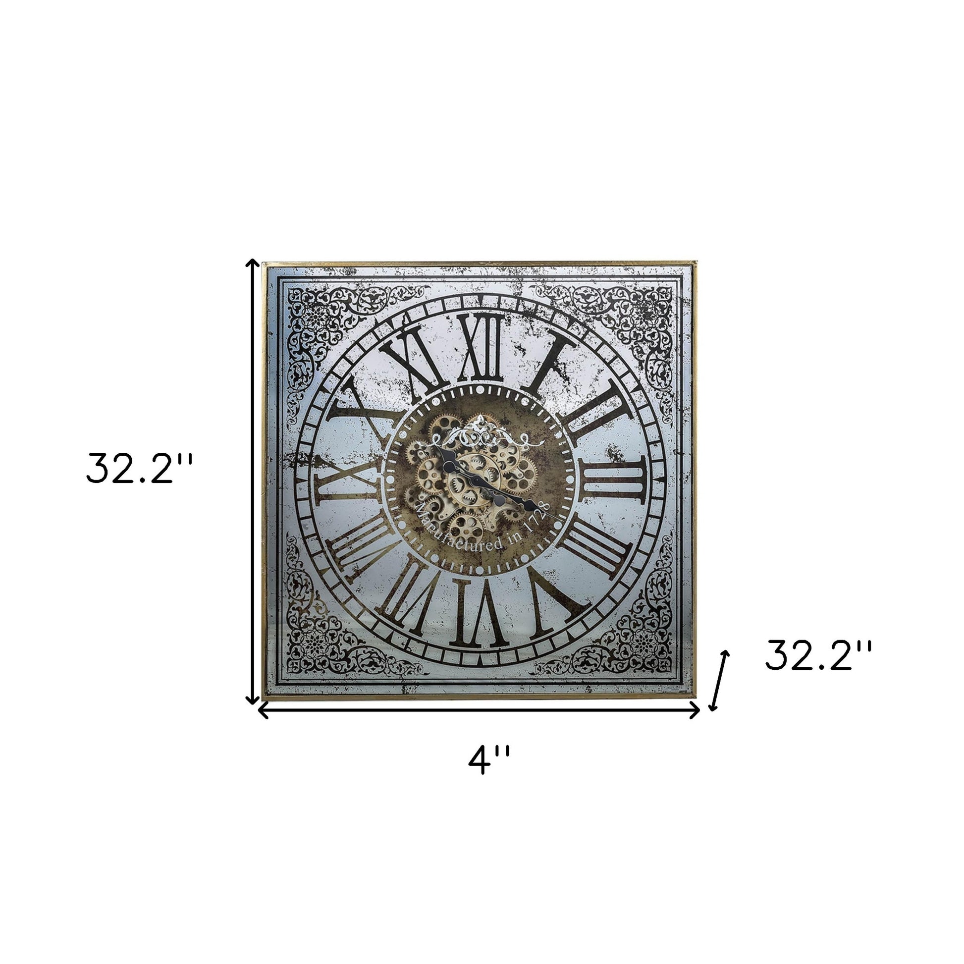 Silver And Gold Antique Style Square Wall Clock-4