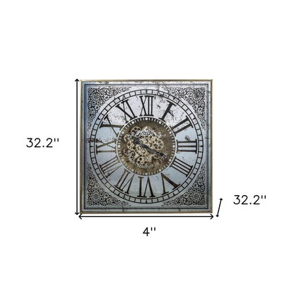 Silver And Gold Antique Style Square Wall Clock-4