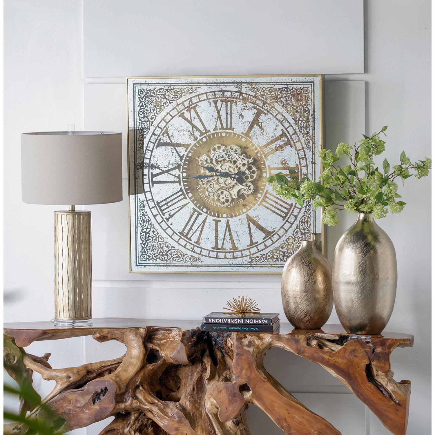 Silver And Gold Antique Style Square Wall Clock-3