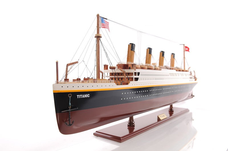 14" Black and Red Solid Wood Hand Painted 1912 RMS Titanic Large Model Boat-2
