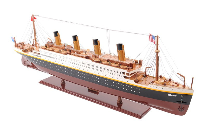 14" Black and Red Solid Wood Hand Painted 1912 RMS Titanic Large Model Boat-7