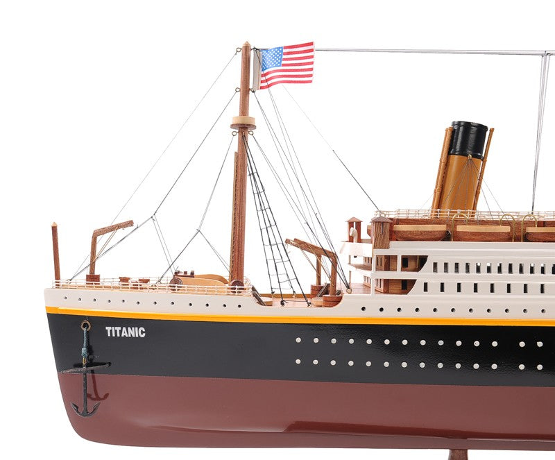 14" Black and Red Solid Wood Hand Painted 1912 RMS Titanic Large Model Boat-3