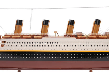 14" Black and Red Solid Wood Hand Painted 1912 RMS Titanic Large Model Boat-4