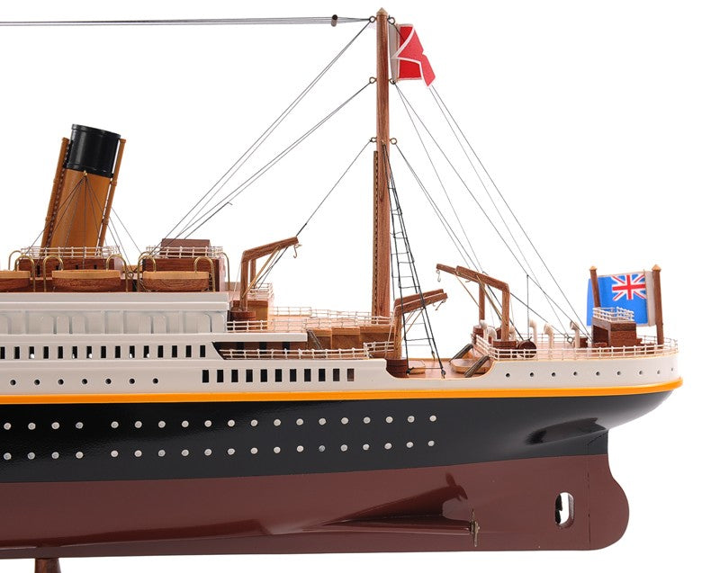 14" Black and Red Solid Wood Hand Painted 1912 RMS Titanic Large Model Boat-5