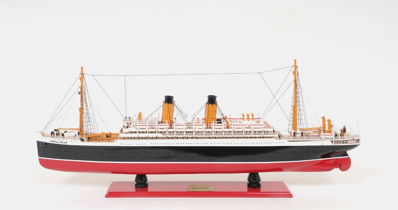 13" Black and Red Solid Wood Hand Painted RMS Empress of Ireland Model Boat-1