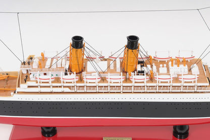 13" Black and Red Solid Wood Hand Painted RMS Empress of Ireland Model Boat-7