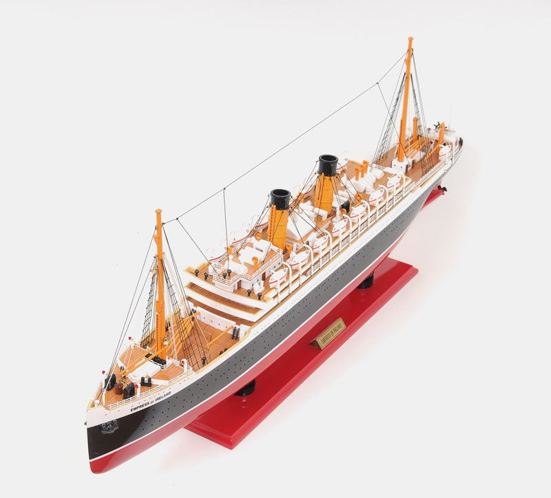 13" Black and Red Solid Wood Hand Painted RMS Empress of Ireland Model Boat-2