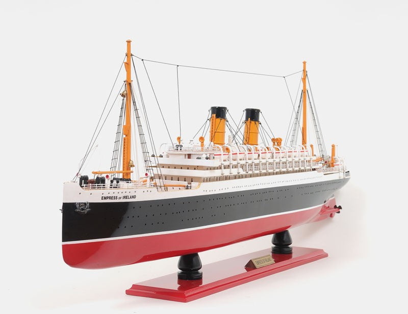 13" Black and Red Solid Wood Hand Painted RMS Empress of Ireland Model Boat-3
