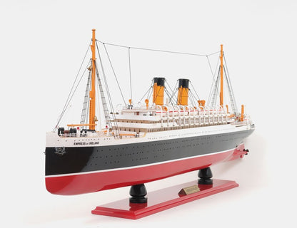 13" Black and Red Solid Wood Hand Painted RMS Empress of Ireland Model Boat-3