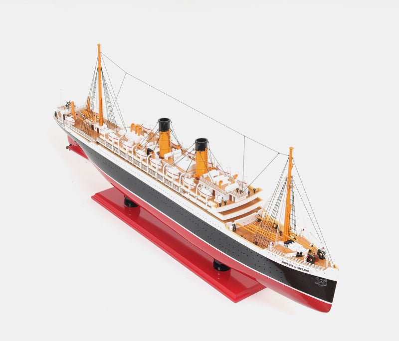13" Black and Red Solid Wood Hand Painted RMS Empress of Ireland Model Boat-4