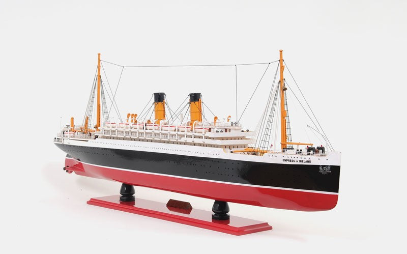 13" Black and Red Solid Wood Hand Painted RMS Empress of Ireland Model Boat-5