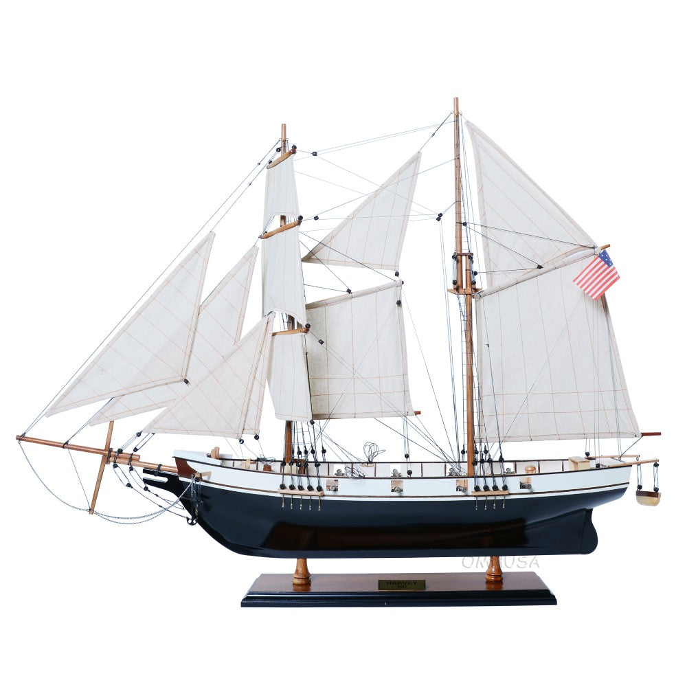 26" Black and White Solid Wood Hand Painted p-Oxybis(benzenesulfonyl hydrazide) Model Boat-1