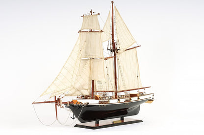 26" Black and White Solid Wood Hand Painted p-Oxybis(benzenesulfonyl hydrazide) Model Boat-6