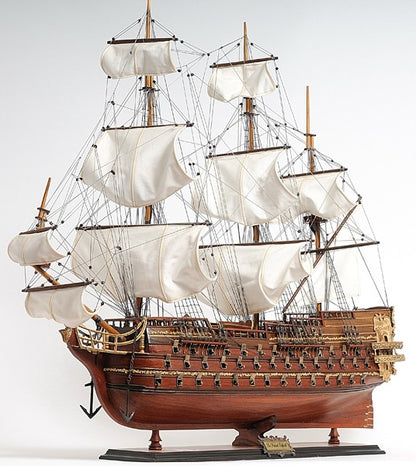 32" Wood Brown Solid Wood Hand Painted St. Espirit Model Boat-5