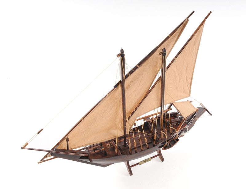 27" Wood Brown Solid Wood Hand Painted Dhow Medium Model Boat-3