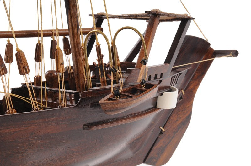 27" Wood Brown Solid Wood Hand Painted Dhow Medium Model Boat-5