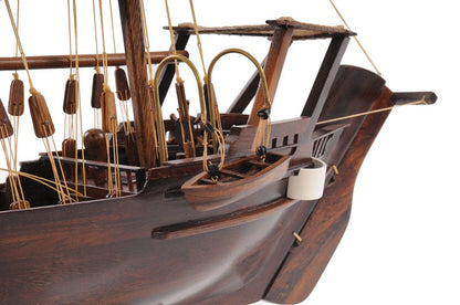 27" Wood Brown Solid Wood Hand Painted Dhow Medium Model Boat-5