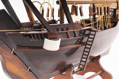 27" Wood Brown Solid Wood Hand Painted Dhow Medium Model Boat-8