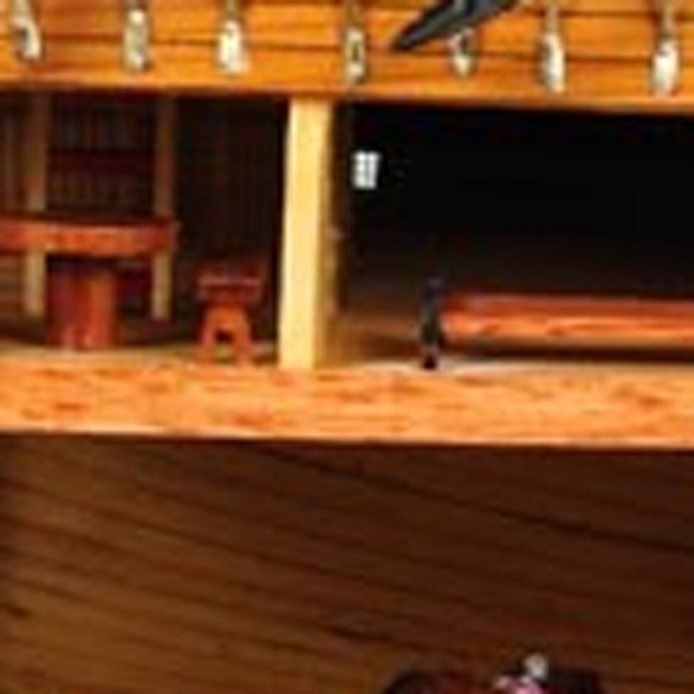 34" Wood Brown Solid Wood Hand Painted HMS Endeavour 1768 Open Hull Model Boat-3