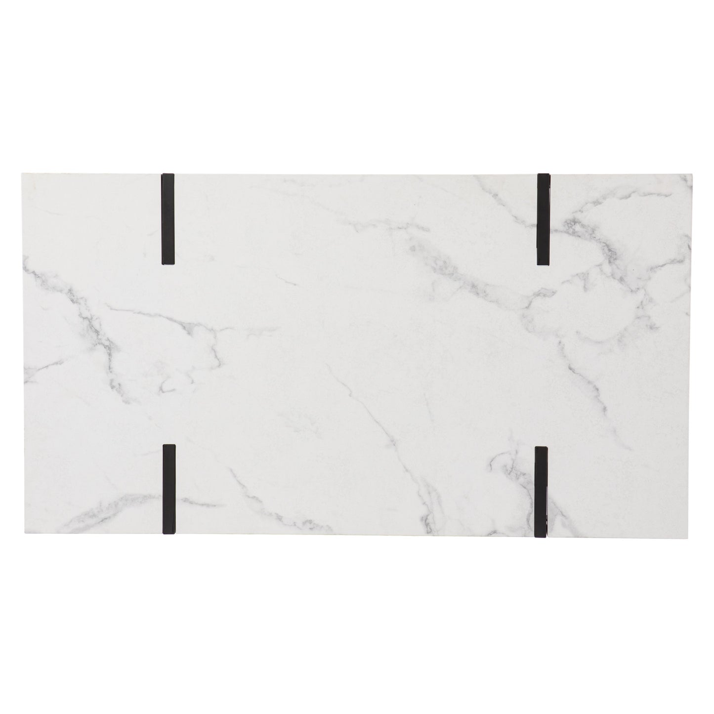 43" White And Black Faux Marble And Metal With Iron Coffee Table-4