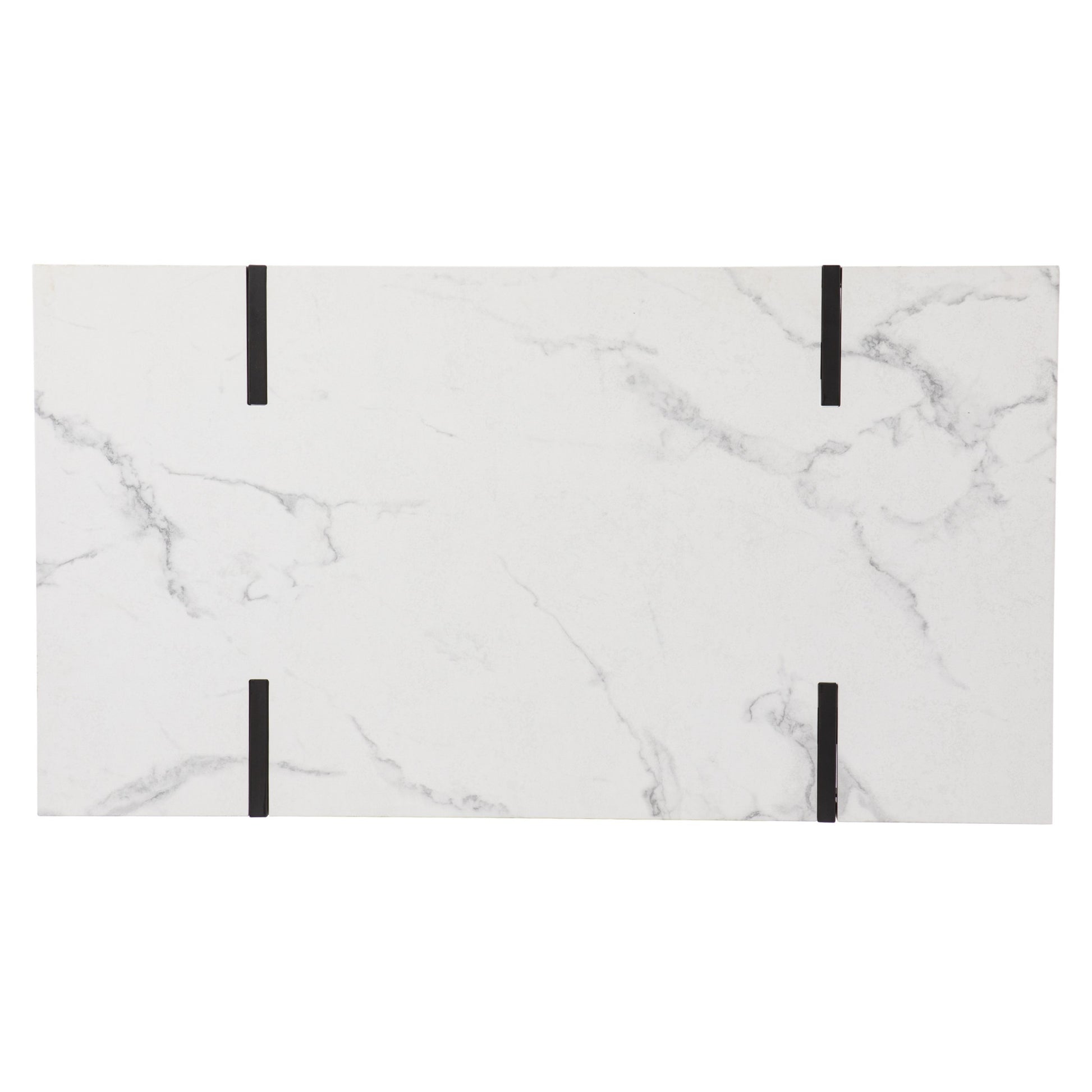 43" White And Black Faux Marble And Metal With Iron Coffee Table-4