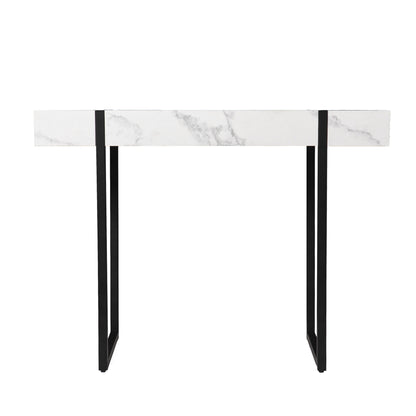 39" White and Black Faux Marble Sled Console Table-1
