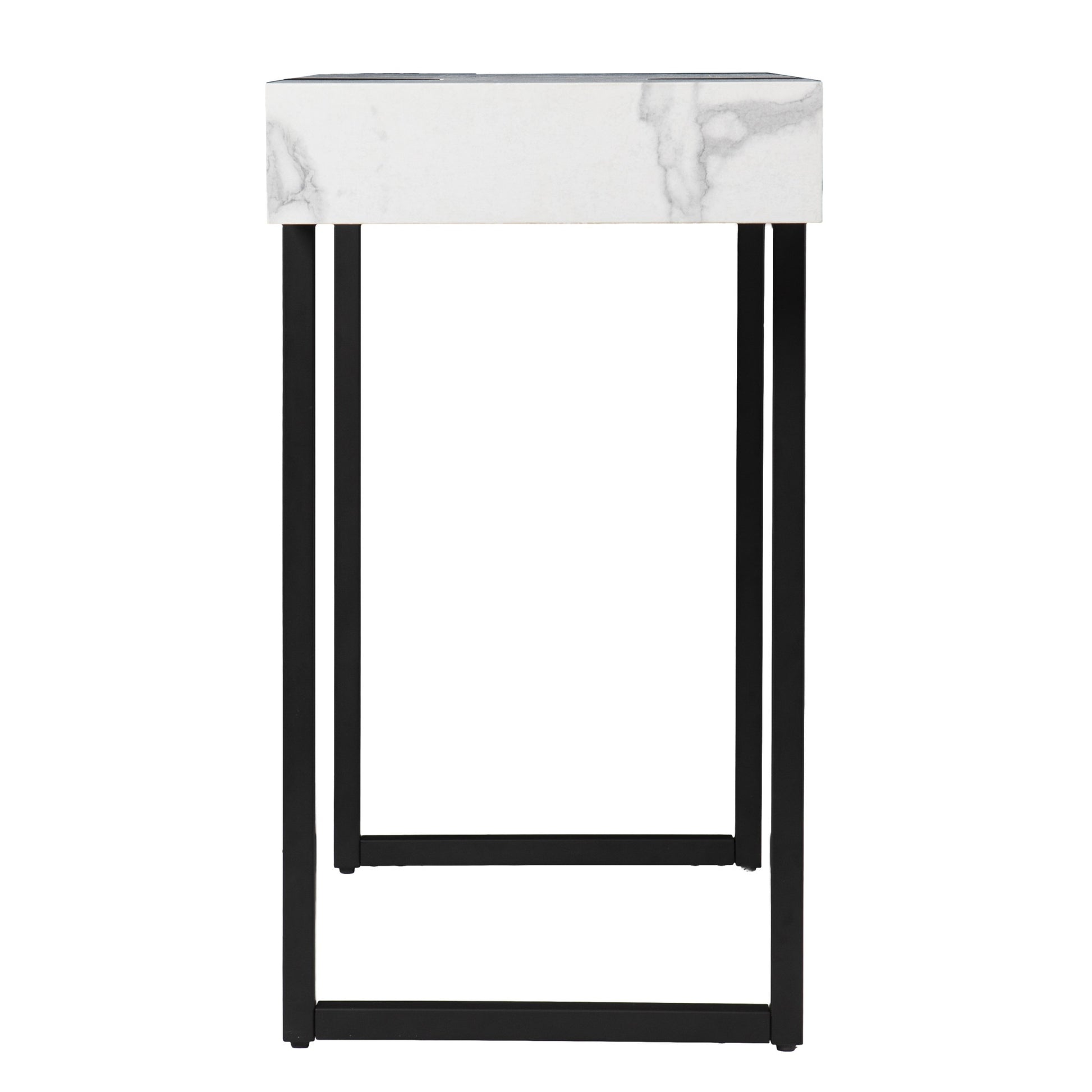 39" White and Black Faux Marble Sled Console Table-3