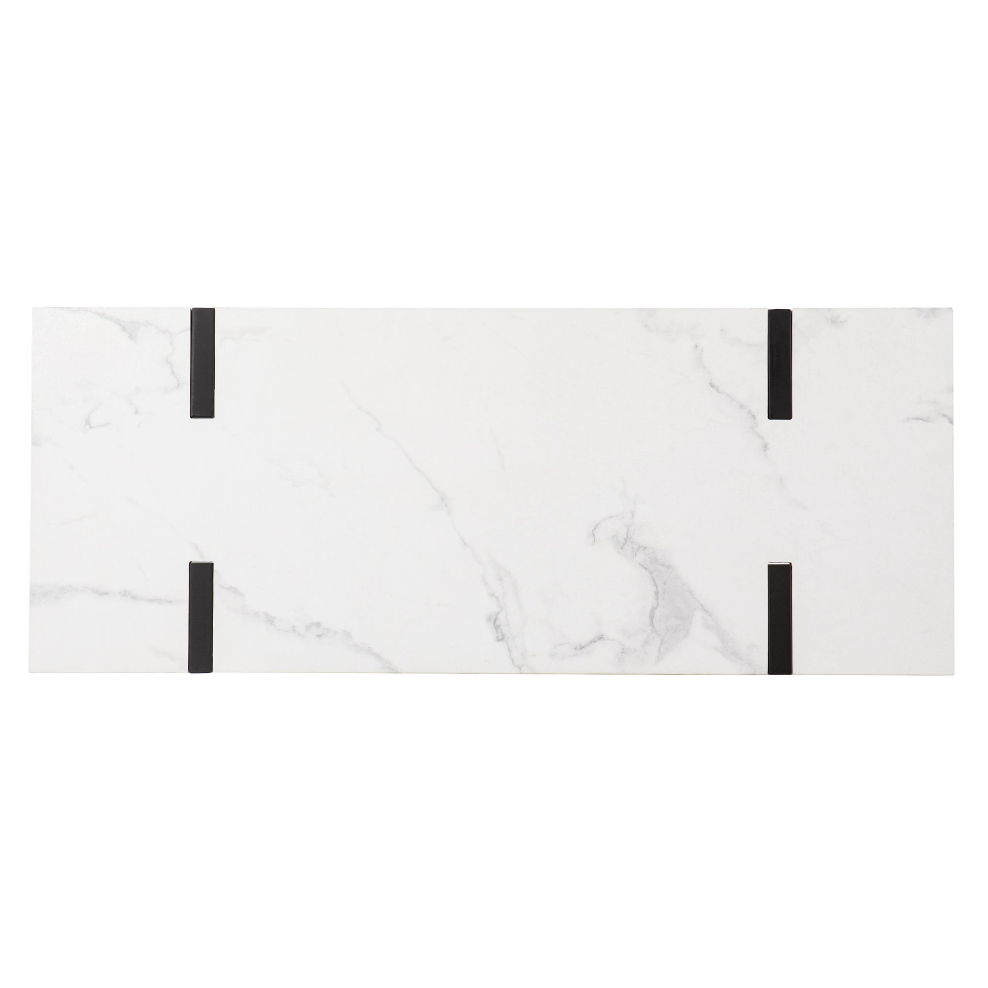 39" White and Black Faux Marble Sled Console Table-4