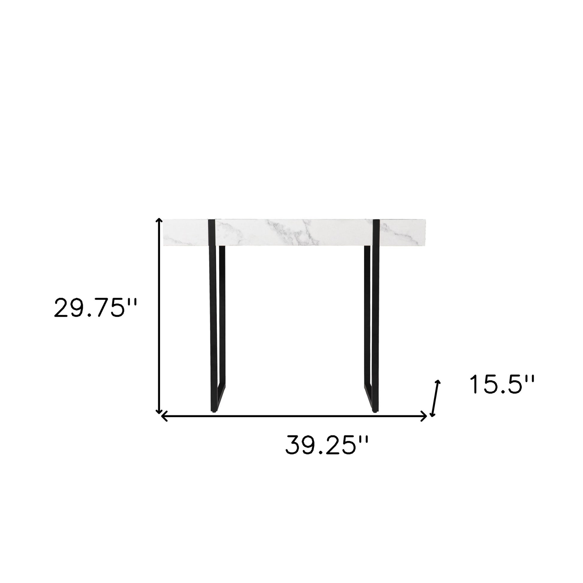 39" White and Black Faux Marble Sled Console Table-7