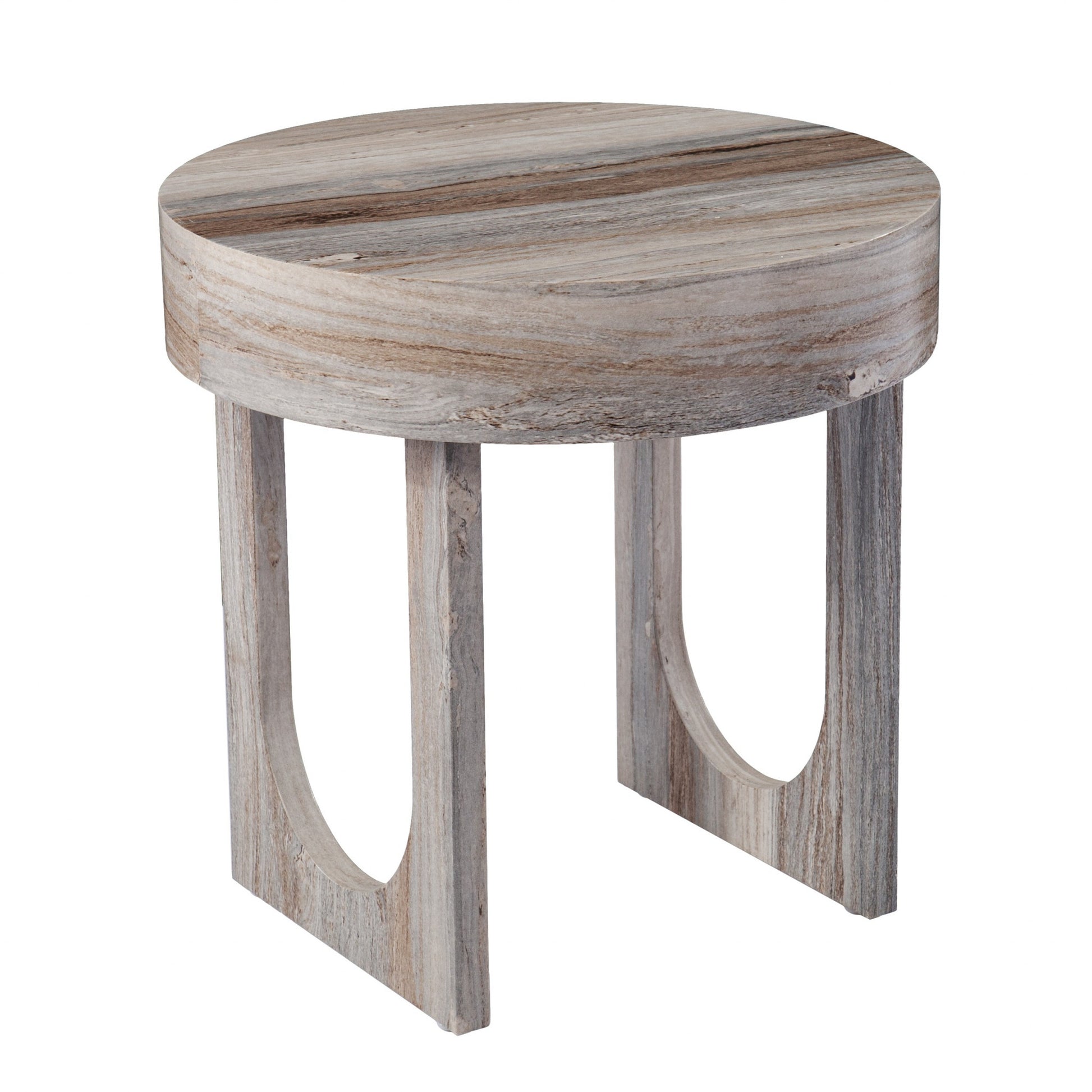 20" Brown Manufactured Wood Round End Table-1