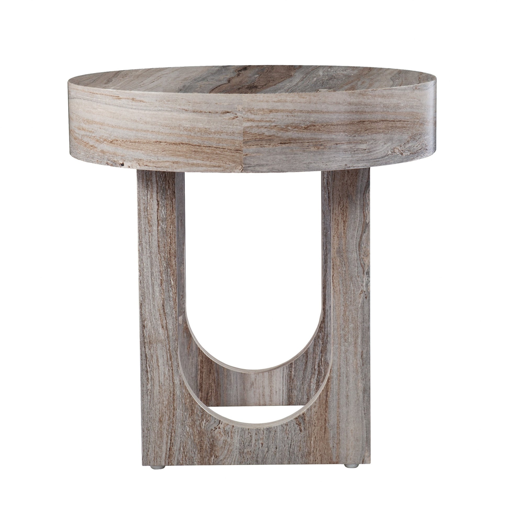 20" Brown Manufactured Wood Round End Table-2