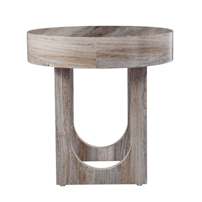 20" Brown Manufactured Wood Round End Table-2