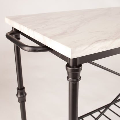 Black and White 49" Rolling Kitchen Island With Storage-2