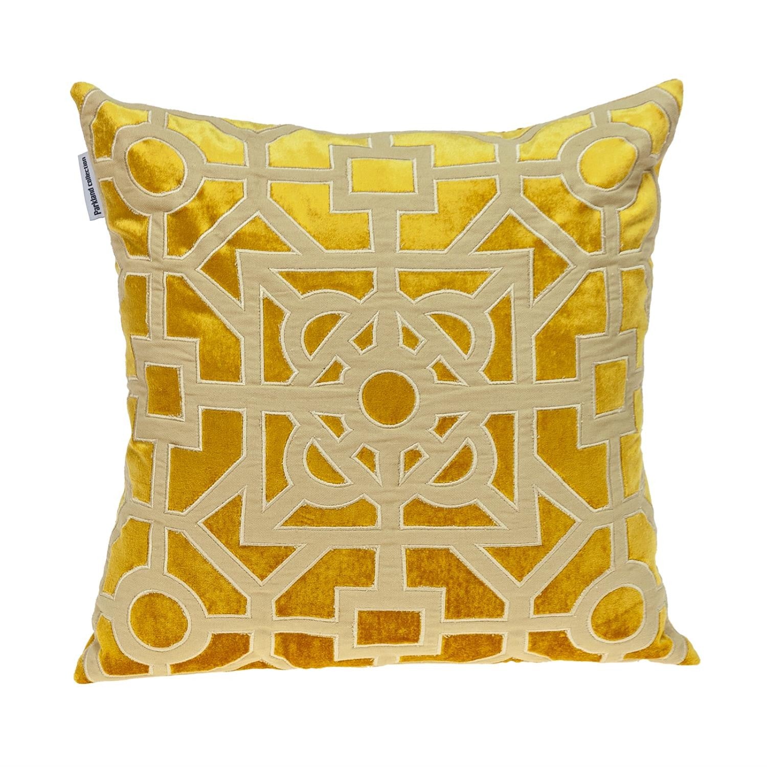 18" Mustard Yellow Velvet Throw Pillow-1