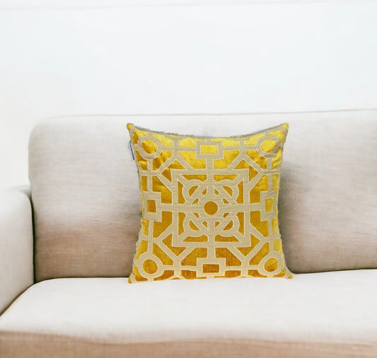 18" Mustard Yellow Velvet Throw Pillow-0