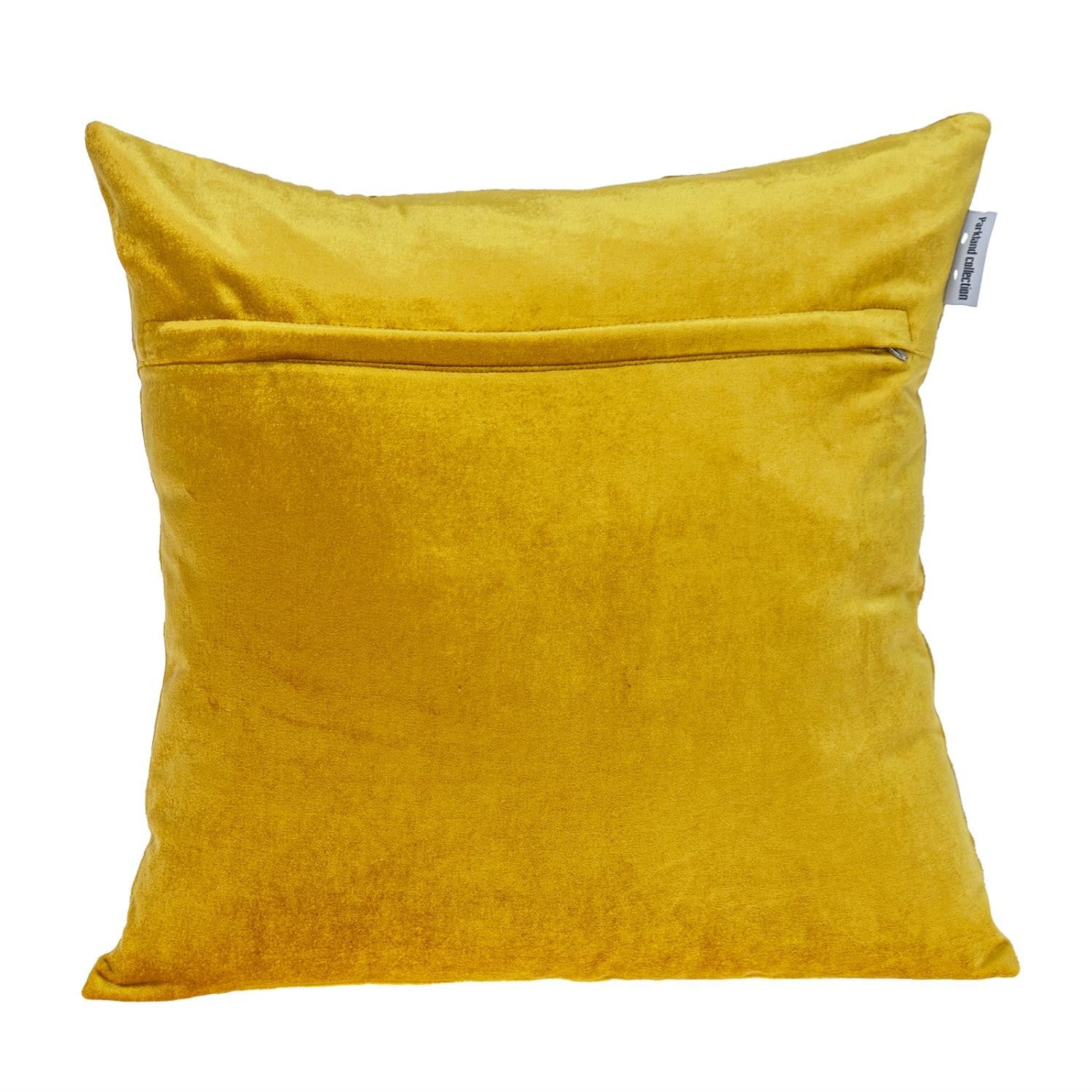 18" Mustard Yellow Velvet Throw Pillow-3