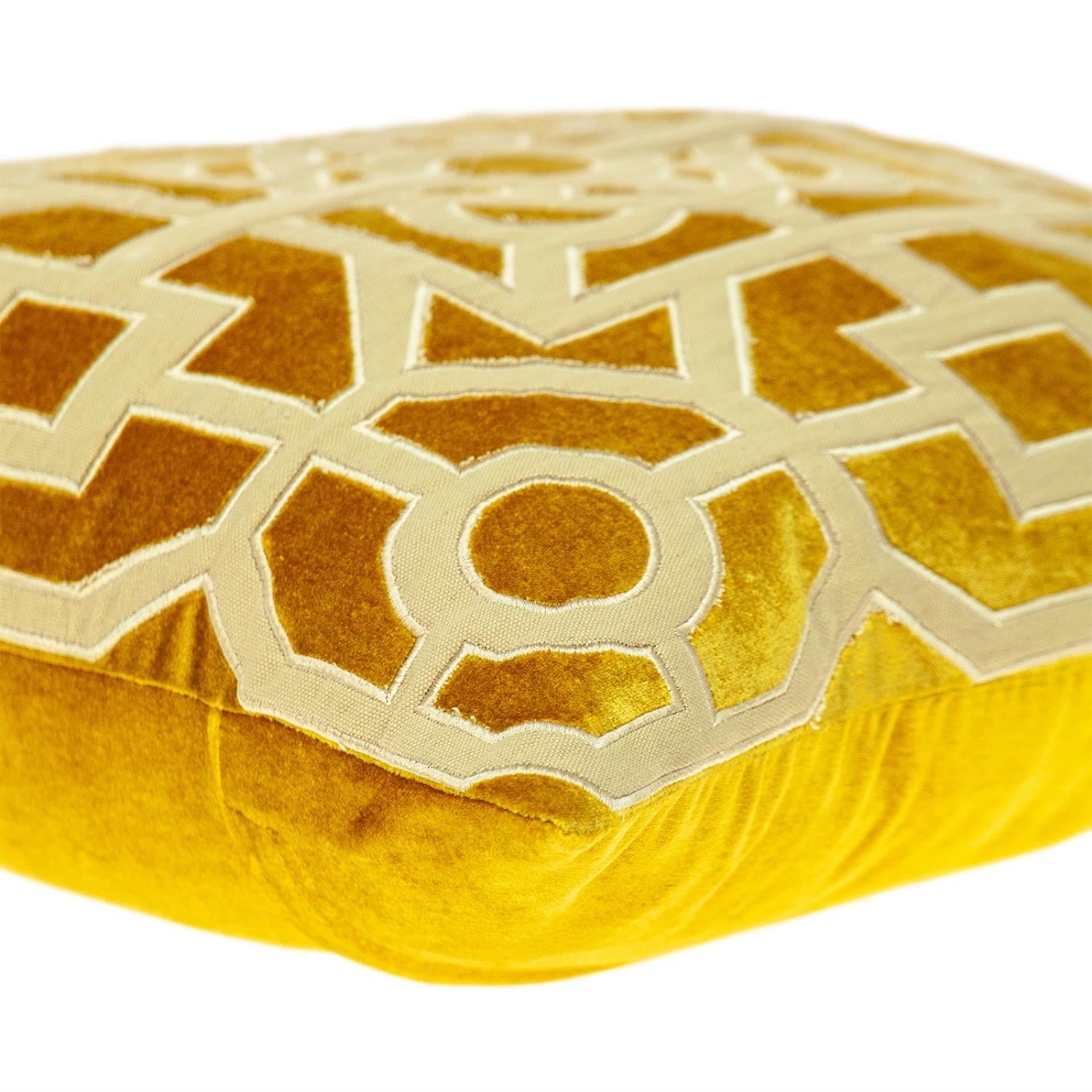 18" Mustard Yellow Velvet Throw Pillow-4