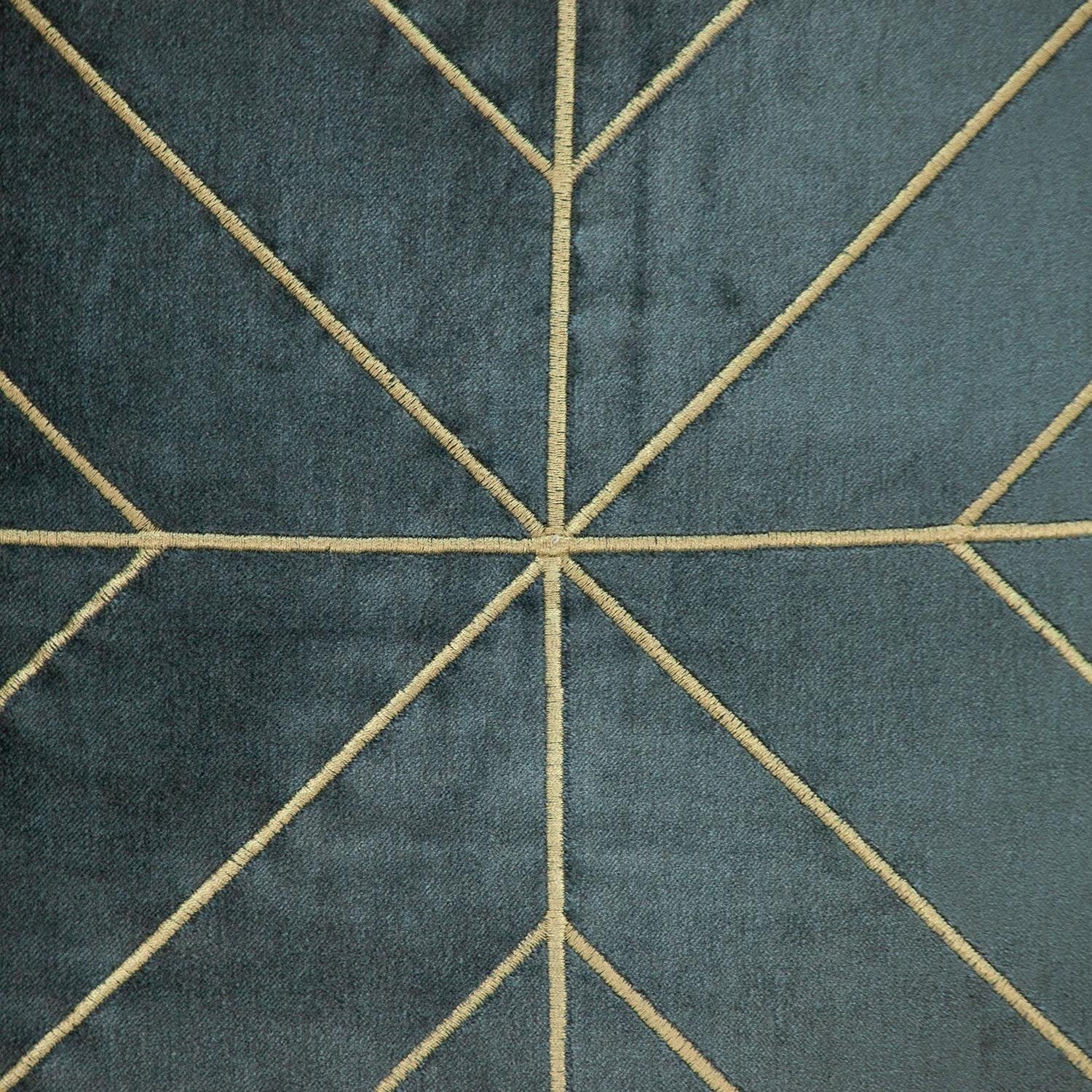 Charcoal and Gold Geo Velvet Throw Pillow with Gold Tassels-5