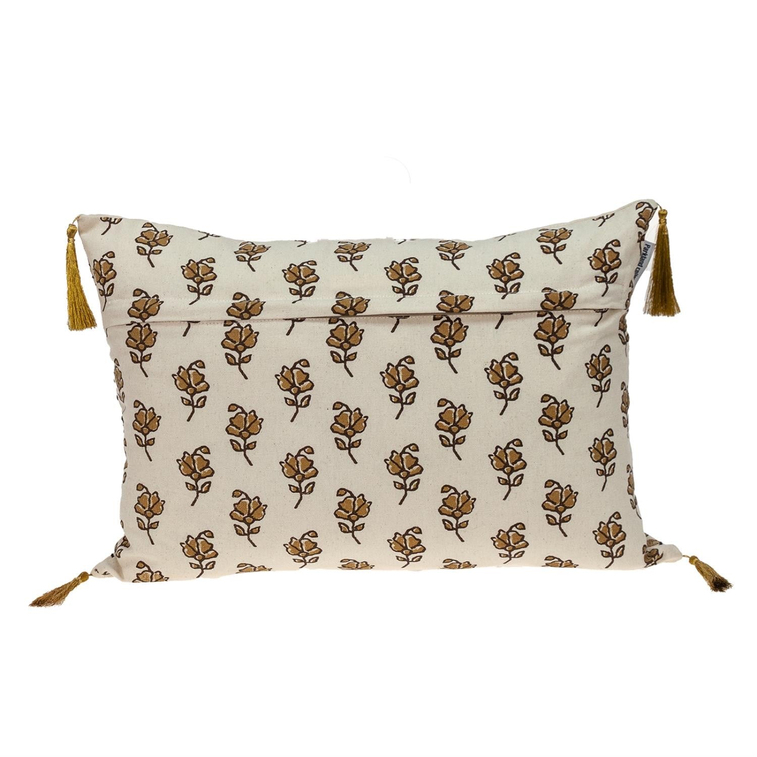 Gold and Bronze Embroidered Decorative Lumbar Pillow-2