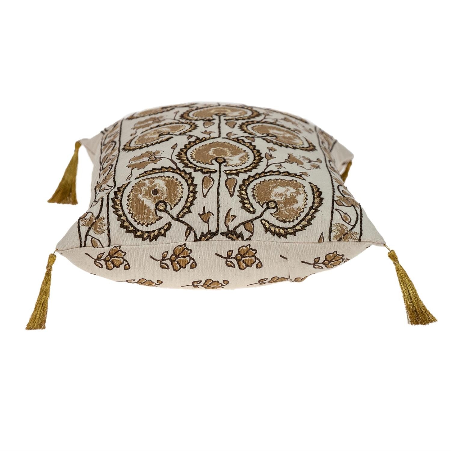 Gold and Bronze Embroidered Decorative Lumbar Pillow-3