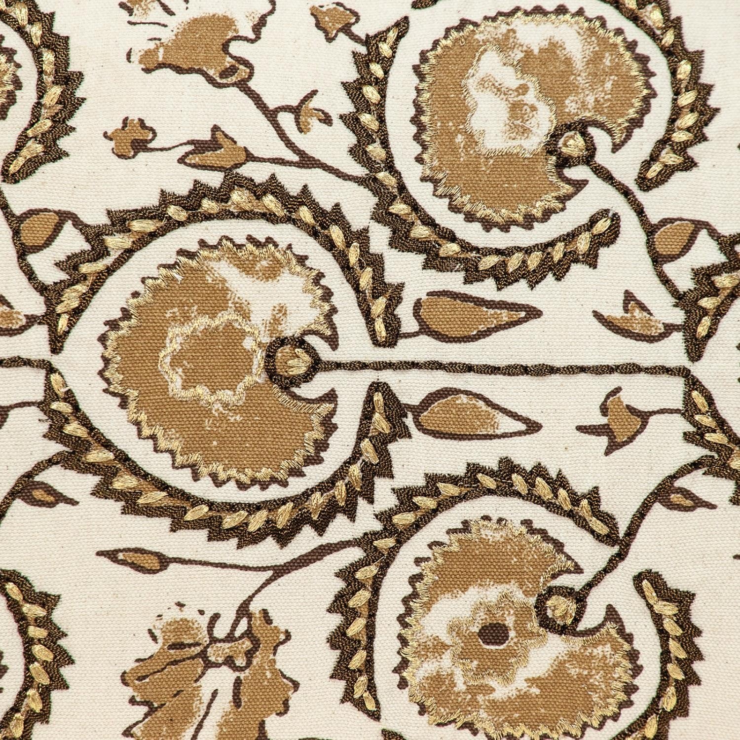 Gold and Bronze Embroidered Decorative Lumbar Pillow-8
