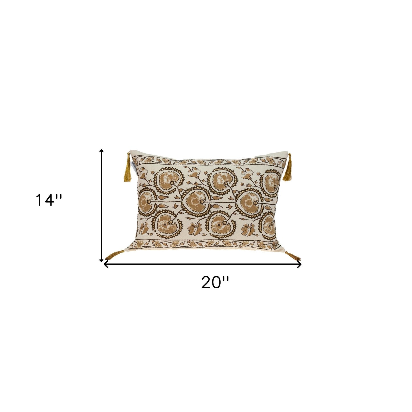 Gold and Bronze Embroidered Decorative Lumbar Pillow-7