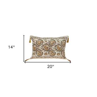 Gold and Bronze Embroidered Decorative Lumbar Pillow-7
