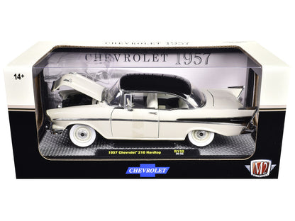1957 Chevrolet 210 Hardtop White with a Black Top and White and Black Interior Limited Edition to 6650 pieces Worldwide 1/24 Diecast Model Car by M2 Machines-1