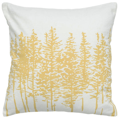18" Yellow and Ivory Cotton Throw Pillow-0